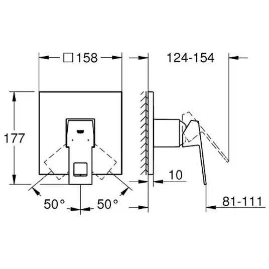 Grohe Eurocube – dušo maišytuvas – įmontuojamas, chromuotas 24061000