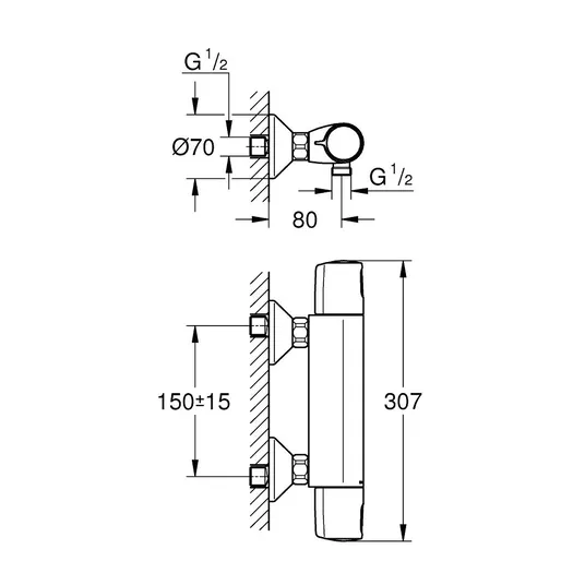 Grohe Precision Trend – termostatinis vonios maišytuvas, chromuotas 34229002