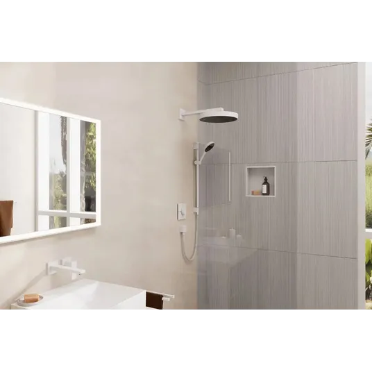 Hansgrohe Rainfinity – dušo komplektas: rankinis dušas, stovas ir žarna, 3 srovių tipai, EcoSmart, balta matinė 28746700