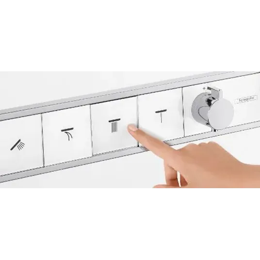 Hansgrohe RainSelect – į sieną įmontuojamas maišytuvas 5 vartotojams, juodas / chromuotas 15358600