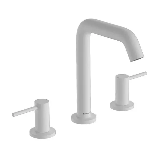Hansgrohe Tecturis S – praustuvo maišytuvas su „Push-Open“ išleidimo komplektu, 3 skylių montavimas, EcoSmart, matinis baltas 73330700