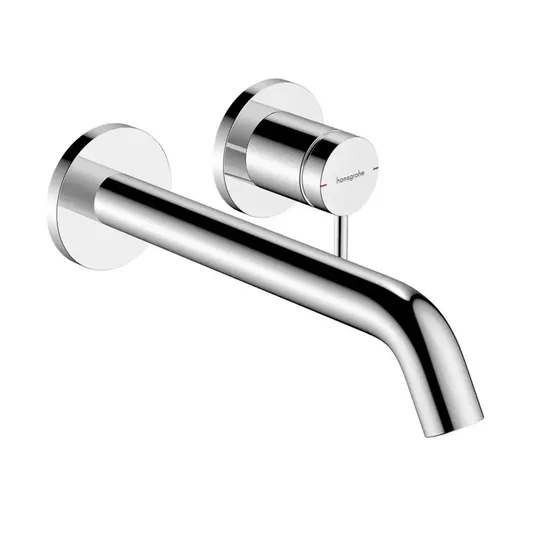 Hansgrohe Tecturis S - Seinale paigaldatav valamusegisti, koos äravoolukomplektiga, 2-auguline paigaldus, EcoSmart, kroomitud 73351000