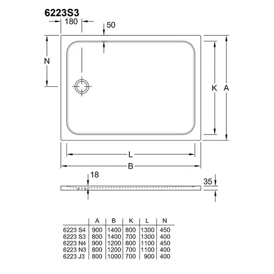 Villeroy & Boch Lifetime Plus dušo padėklas, 140x80 cm, neslystantis, Alpine White spalvos, 6223S301