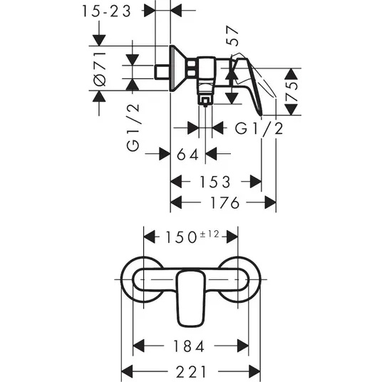 Hansgrohe Logis – dušo maišytuvas, juodas matinis 71600670