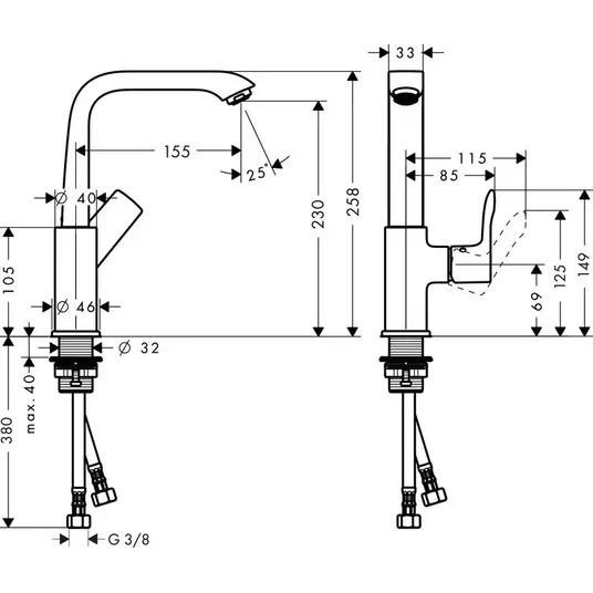 Hansgrohe Metris New - Ühe kangiga valamusegisti 230 koos Push-Open äravoolukomplektiga, kroomitud 31187000