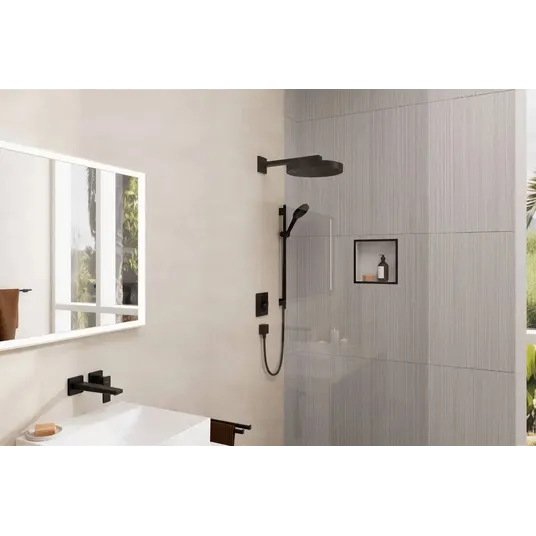 Hansgrohe Rainfinity – dušo komplektas: rankinis dušas, stovas ir žarna, 3 srovių tipai, EcoSmart, matinė juoda spalva 28746670