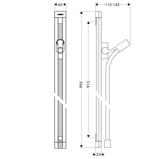 Hansgrohe Raindance dušo stovas, 0,90 m, chromuotas, 27636000