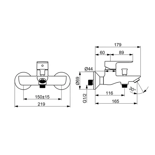 Hansa Basic – vonios maišytuvas, chromas 55442103