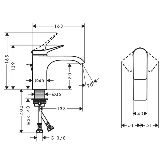 Hansgrohe Vivenis - valamusegisti 80, jäätmekomplektiga, EcoSmart, valge matt 75010700