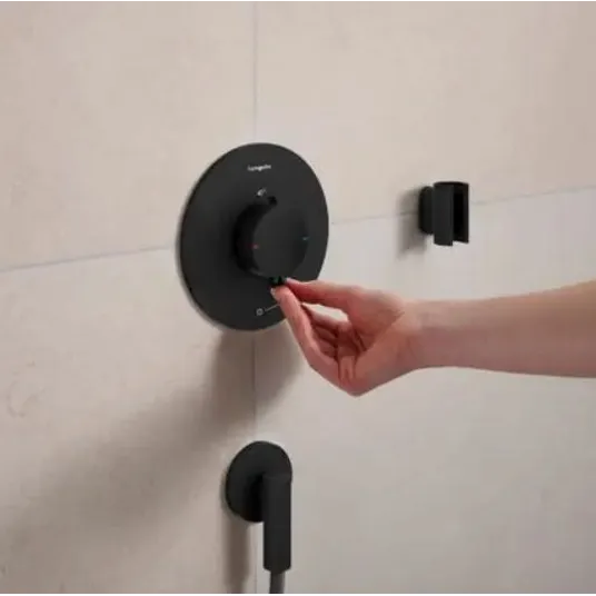 Hansgrohe Ecostat Comfort S – dušo maišytuvas po sienos, su termostatu, matinis juodas 33714670