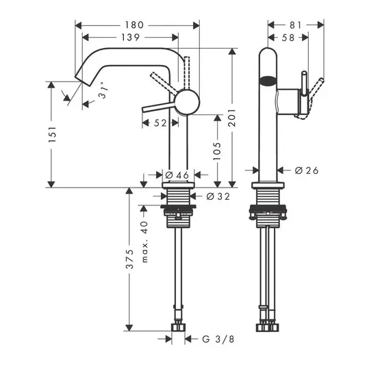 Hansgrohe Tecturis S - valamusegisti Push-Open äravooluga, CoolStart, EcoSmart, harjatud pronks 73340140