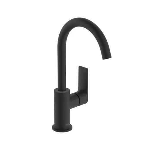 Hansgrohe Rebris E - valamusegisti koos äravooluga ja pööratava valamuotsaga, matt must 72576670