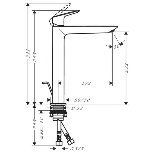 Hansgrohe Logis - Kraanikauss Fine 240, väljalaskega, EcoSmart, kroom 71257000