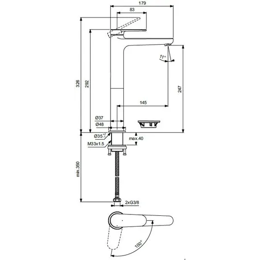 Ideal Standard Cerafine Nuovo – praustuvo maišytuvas, BlueStart, chromuotas BD773AA