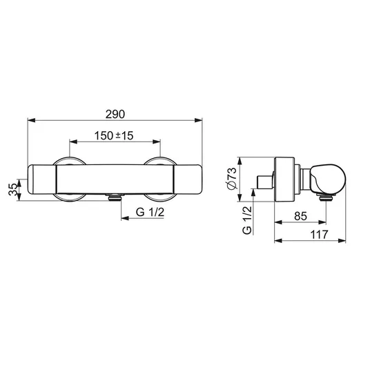 Hansa Care – termostatinis dušo maišytuvas, Thermo Cool, chromas 08707100