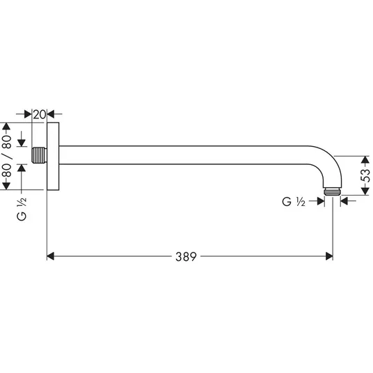 Hansgrohe Croma Select E – dušo rankena, ilgis 39 cm, chromuota 27446000