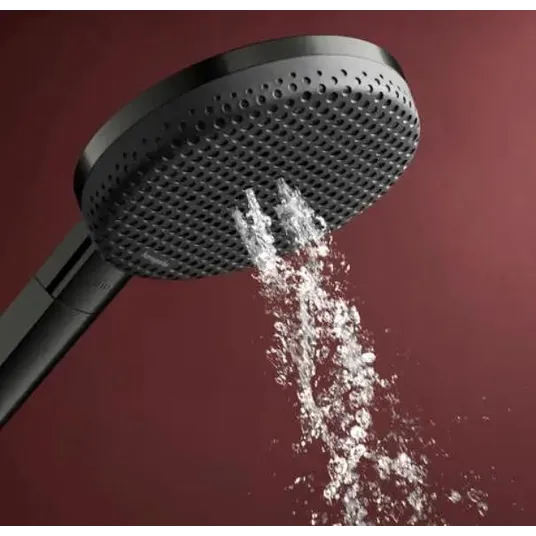 Hansgrohe Raindance Alive Select S – dušo galvutė, 3 srovių tipai, chromuota, šlifuota juoda 24500340