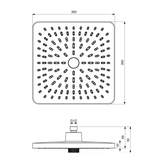 Ideal Standard ALU+ – dušo galvutė 26x26 cm, 2 srovių tipai, chromuota BE223AA
