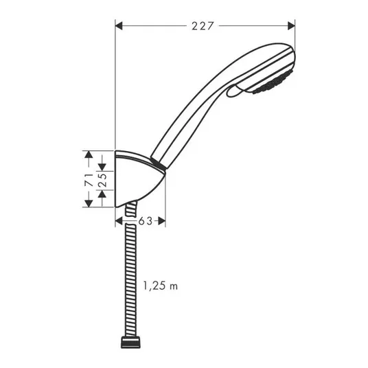 Hansgrohe Crometta 85 – dušo komplektas Variojet 2jet, su laikikliu PorterC 1,25 m, chromuotas 27558000