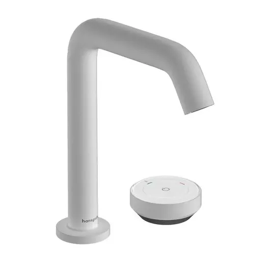 Hansgrohe Tecturis S – praustuvo maišytuvas su išleidimo mechanizmu, 2 skylių montavimas, CoolStart, EcoSmart+, balta matinė 73353700