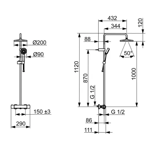 Hansa Basic – dušo rinkinys su termostatu, 1 srove, chromuotas 55350110