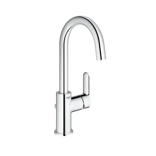 Grohe BauEdge - Ühe kangiga valamusegisti L, koos äravoolukomplektiga, kroomitud 23760000