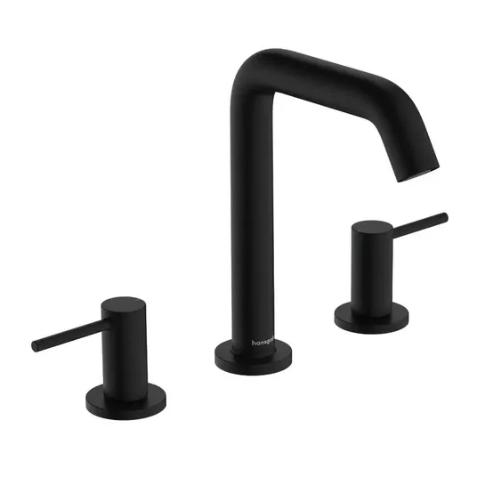 Hansgrohe Tecturis S - kraanikaussi kraanikaussi Push-Open äravoolukomplektiga, 3-auguline paigaldus, EcoSmart, matt must 73330670