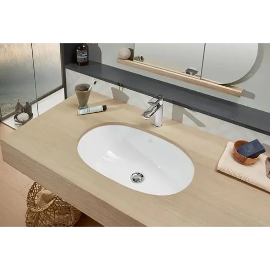 Villeroy & Boch O.novo - po stalviršiu montuojamas praustuvas be skylės maišytuvui, su perpildymo vožtuvu, , 60x35 cm, baltas, su Ceramicplus 41626001