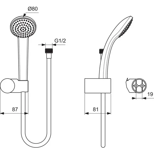 Ideal Standard Idealrain – dušo komplektas S1 su 8 cm dušo galvute, 1 srove, chromuotas B9506AA
