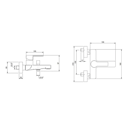 Villeroy & Boch Architectura – vonios maišytuvas, chromas TVT10300200061