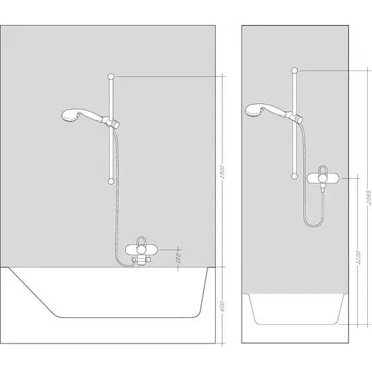 Hansgrohe Raindance Select E – dušo komplektas 120 su termostatiniais maišytuvais Ecostat Select, 3 srove, baltas / chromuotas 27039400