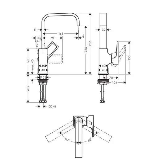 Hansgrohe Metropol - Ühe kangiga valamusegisti 230 koos Push-Open äravoolukomplektiga, kroomitud 74511000