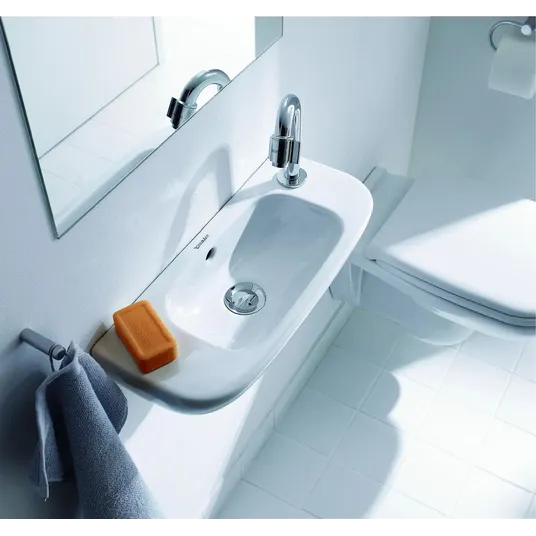 Duravit D-Code praustuvas, 50 x 22 cm, su 1 skyle maišytuvui dešinėje, baltas 07065000082