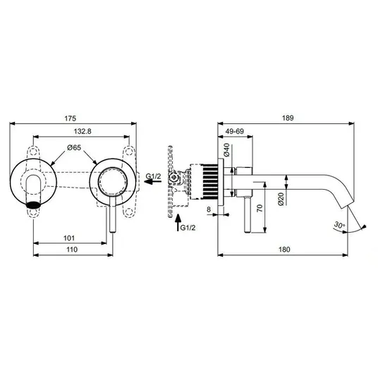 Ideal Standard Ceraline Nuovo – įleistinis praustuvo maišytuvas, 2 skylių montavimas, šilkinė juoda BD764XG