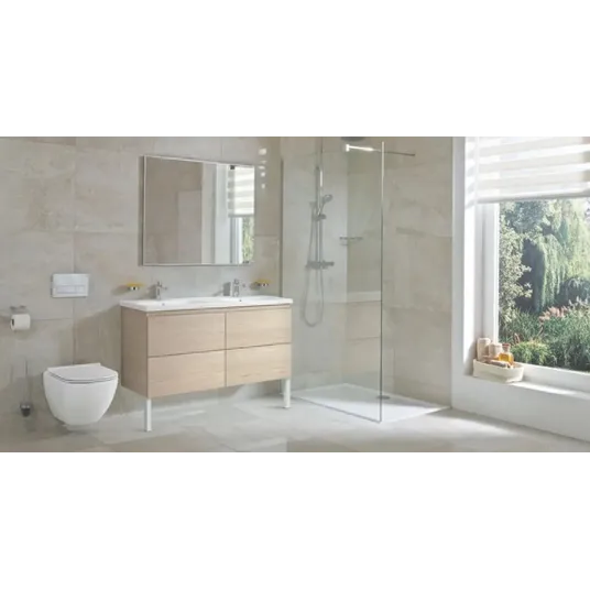 Jika Mio-N - Divvietīga izlietne 130x45 cm, ar pārplūdes atveri, 2 maisītāja atverēm, balta H8147140001041