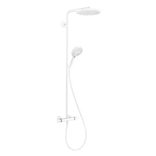 Hansgrohe Raindance Select S – dušo kolona Showerpipe su termostatiniais maišytuvais, 1jet, balta matinė 27633700