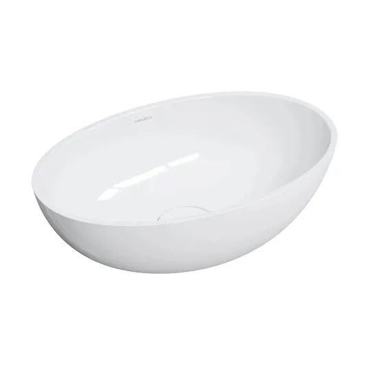 OMNIRES Shell M+ - Ant stalviršio pastatomas praustuvas 50x32 cm, be perpildymo angos, be skylės maišytuvui, baltas SHELL500UNBP