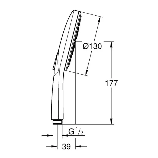 Grohe Rainshower SmartActive - käsidušš 130, 9,5 l/min, 3 pihustustüüpi, harjatud massiivne grafiit 26574AL0