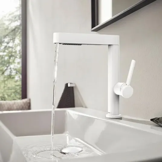 Hansgrohe Finoris - valamuhani 230, Push-Open äravoolukomplektiga ja Push-On duššiga, EcoSmart, valge matt 76063700