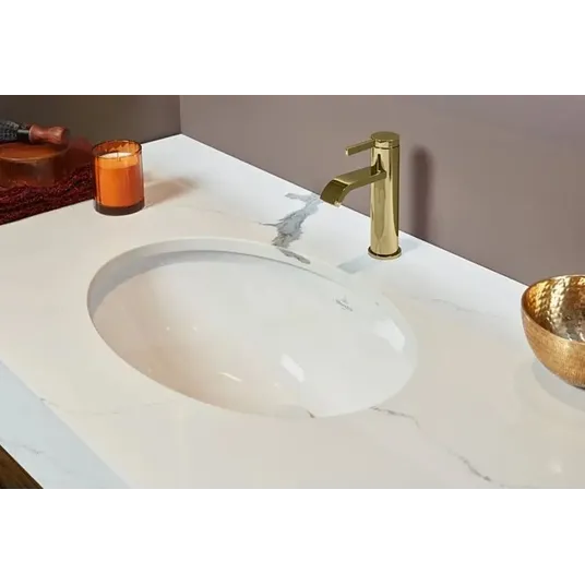 Villeroy & Boch Evana - po stalviršiu montuojamas praustuvas be skylės maišytuvui, su perpildymo vožtuvu, 50x35 cm, baltas, Ceramicplus 614700R1