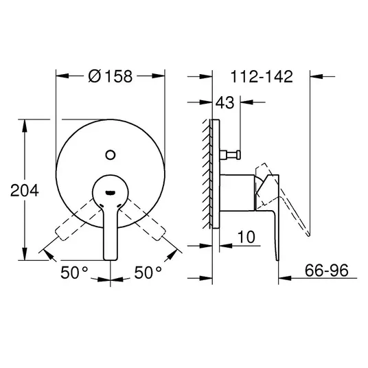 Grohe Lineare – įleidžiamas maišytuvas 2 vartotojams, šlifuotas „Hard Graphite“ 24064AL1