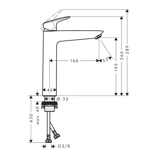 Hansgrohe Logis – praustuvo maišytuvas, EcoSmart, juodas matinis 71091670