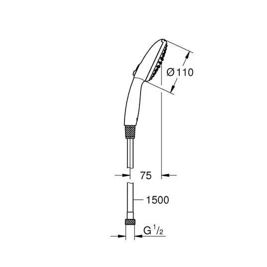 Grohe Vitalio Start - Käsipritse voolikuga, 2 pihustit, kroom 2696010E