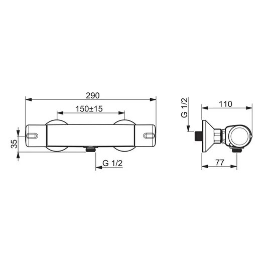 Hansa Micra – termostatinis dušo maišytuvas, chromas 58152171