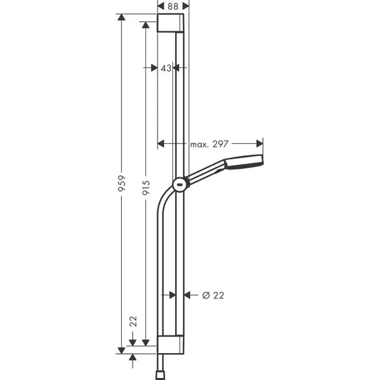 Hansgrohe Pulsify Select - dušikomplekt, 3 dušitüüpi, 96 cm varras ja voolik, kroomitud 24170000