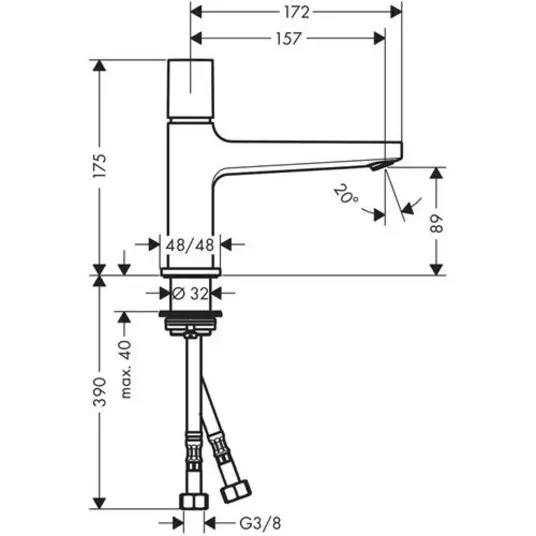 Hansgrohe Metropol - Kraanikauss Select 100, Push-Open äravoolukomplektiga, kroomitud 32570000