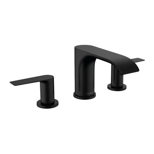 Hansgrohe Vivenis – praustuvo maišytuvas 90, 3 skylių montavimas, su išleidimo komplektu Push-Open, EcoSmart, juodas matinis 75033670