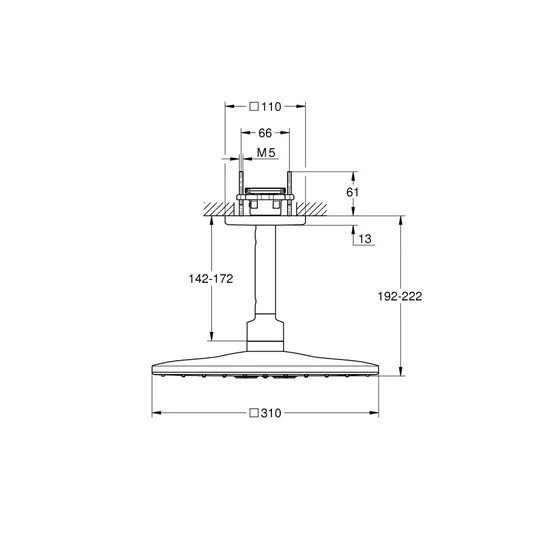 Grohe Rainshower SmartActive Cube - duššpea 310, 14 cm kõrgus, 2 joatorušši, kroomitud 26481000