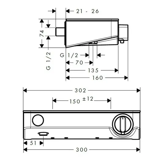 Hansgrohe ShowerTablet Select – termostatinis dušo maišytuvas 300, baltas – chromuotas 13171400