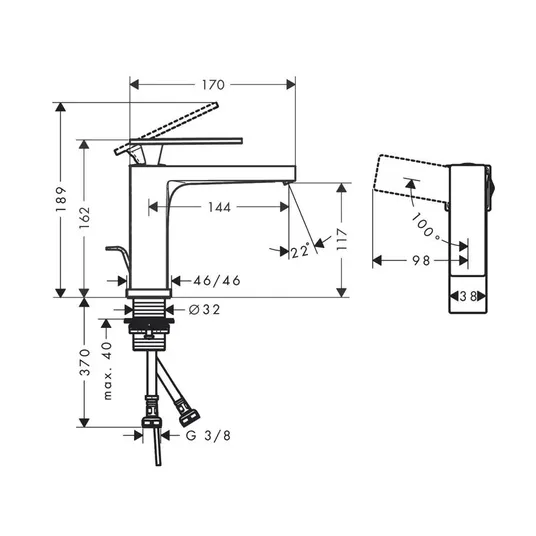Hansgrohe Tecturis E - kraanikaussi kraanikaussi koos äravoolukomplektiga, CoolStart, EcoSmart, matt must 73014670